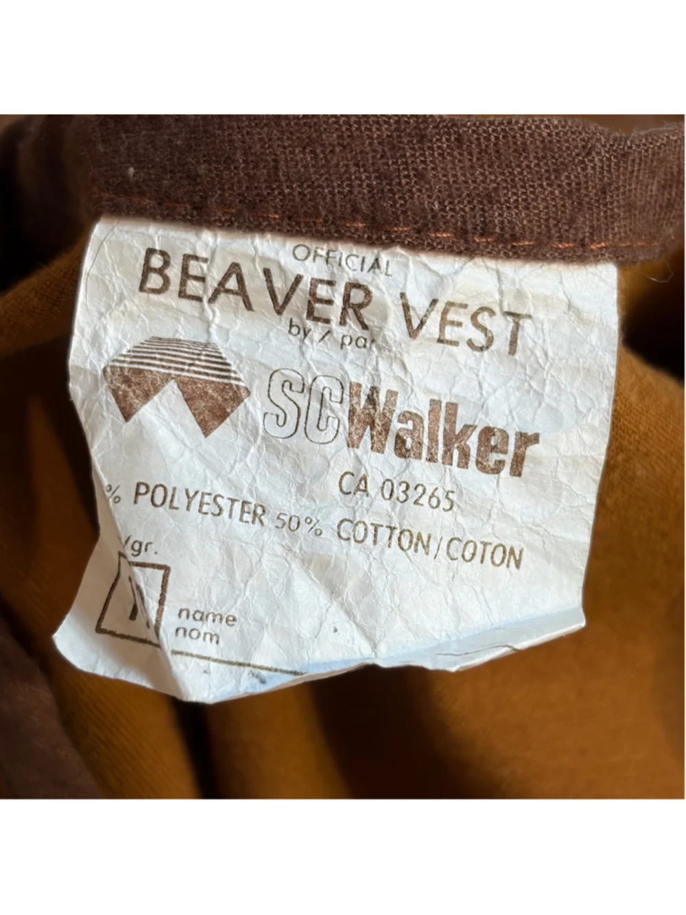 Vintage Beavers Canada Vest Youth Boy’s Size 10 Brown Blue Front Zipper Pockets
